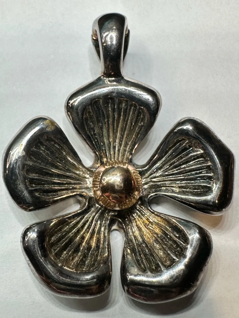 Joseph Esposito 14k Gold & Sterling Silver Flower Pendant Enhancer - Picture 7 of 8